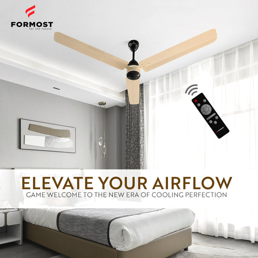 FORMOST 1400mm BLDC Motor Ceiling Fans with Remote Ivory and Black
