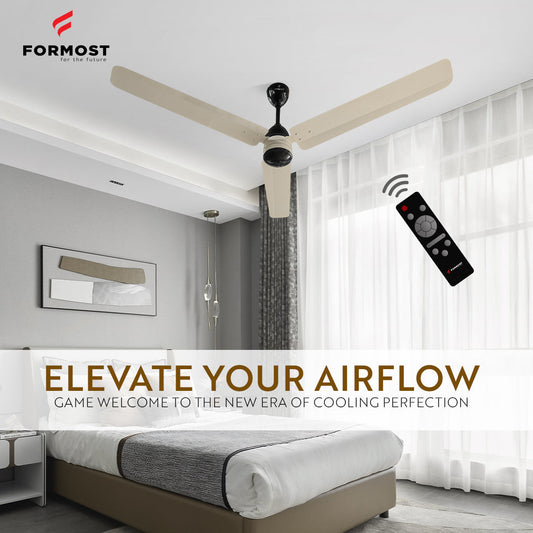 FORMOST 1400mm BLDC Motor Ceiling Fans with Remote White And Black Color Formost For the future