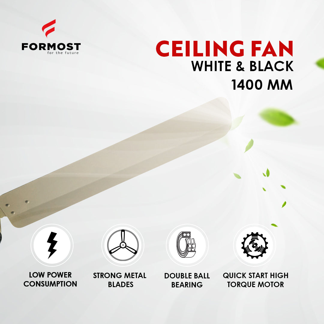 FORMOST 1400mm BLDC Motor Ceiling Fans with Remote White And Black Color Formost For the future