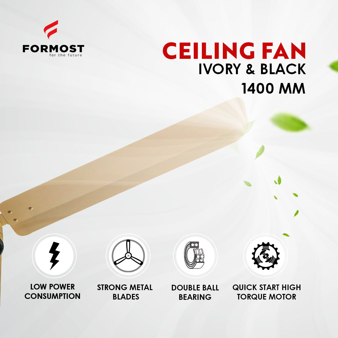 FORMOST 1400mm BLDC Motor Ceiling Fans with Remote Ivory and Black