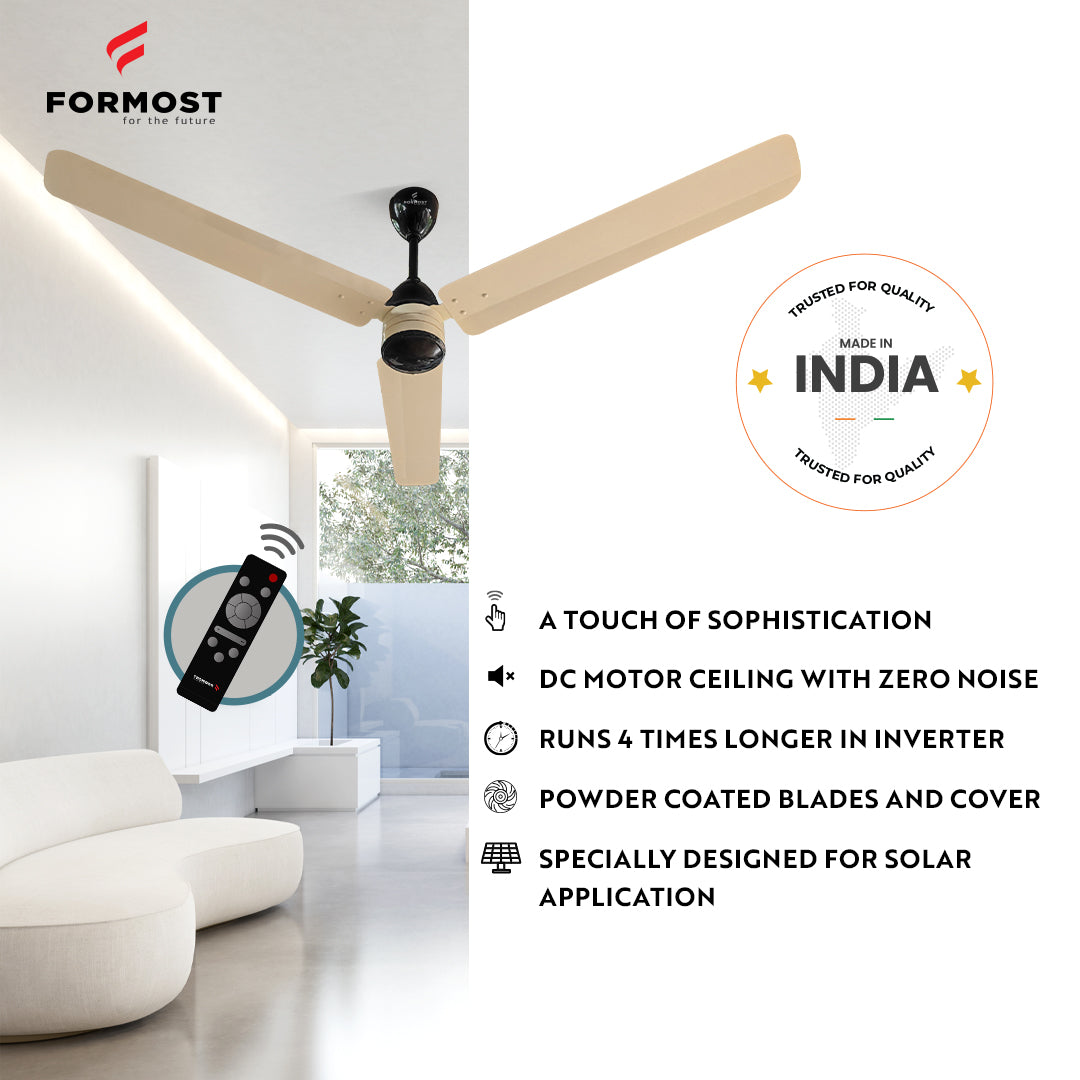 FORMOST 1400mm BLDC Motor Ceiling Fans with Remote Ivory and Black