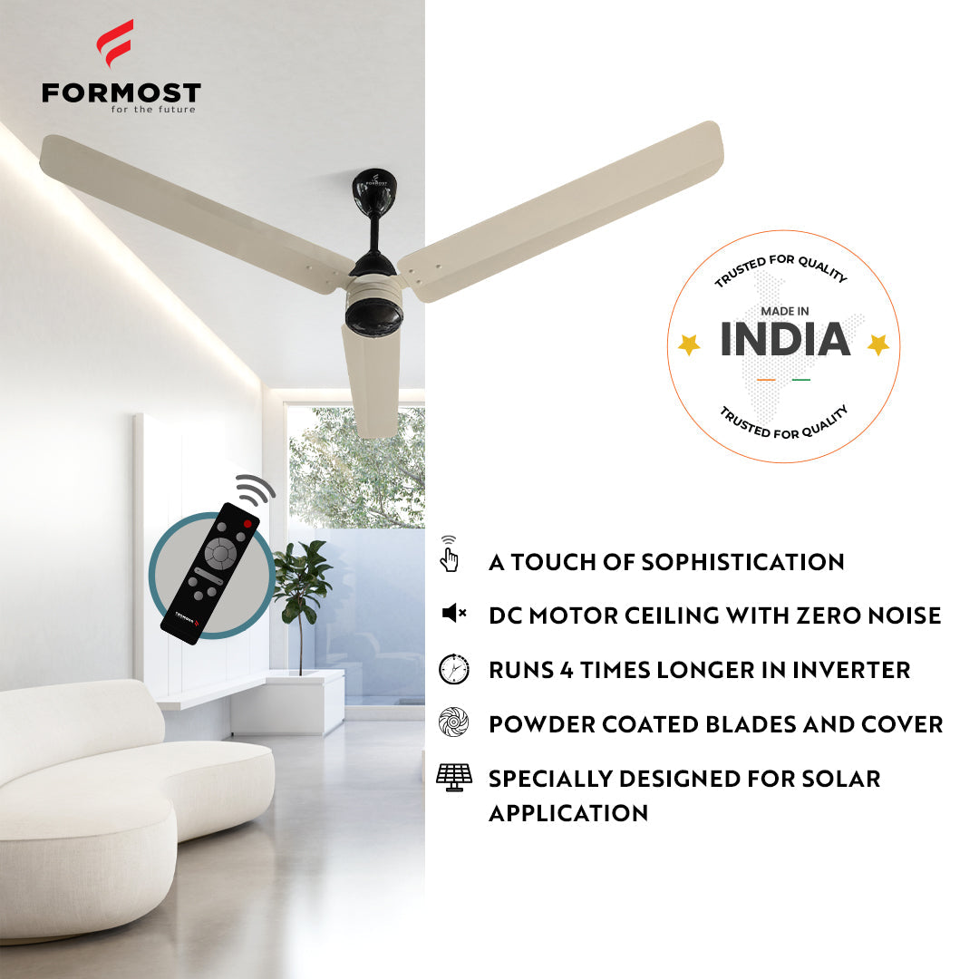 FORMOST 1400mm BLDC Motor Ceiling Fans with Remote White And Black Color Formost For the future