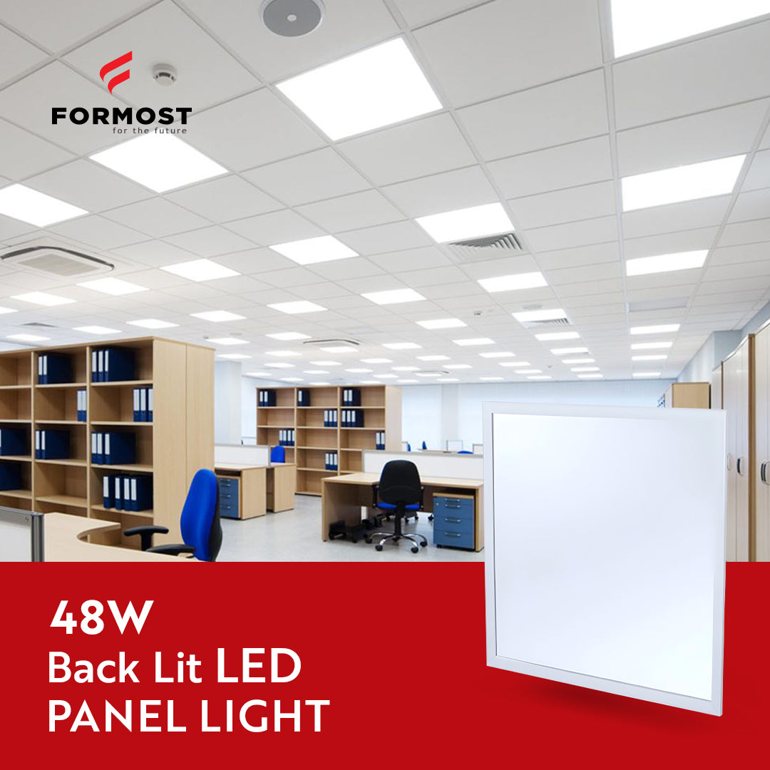 Office space with Formost 48W Back Lit LED Panel Light in foreground