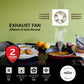 Exhaust fan with kitchen scene and product details on a green background