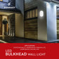 LED bulkhead wall light fixture on a building exterior with Formost branding.