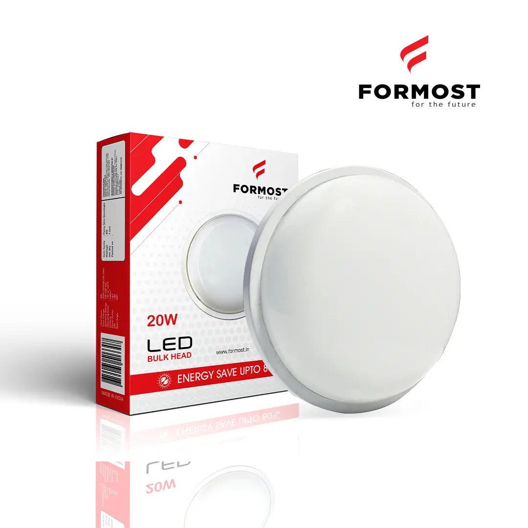 LED bulb and packaging with Formost logo on a white background