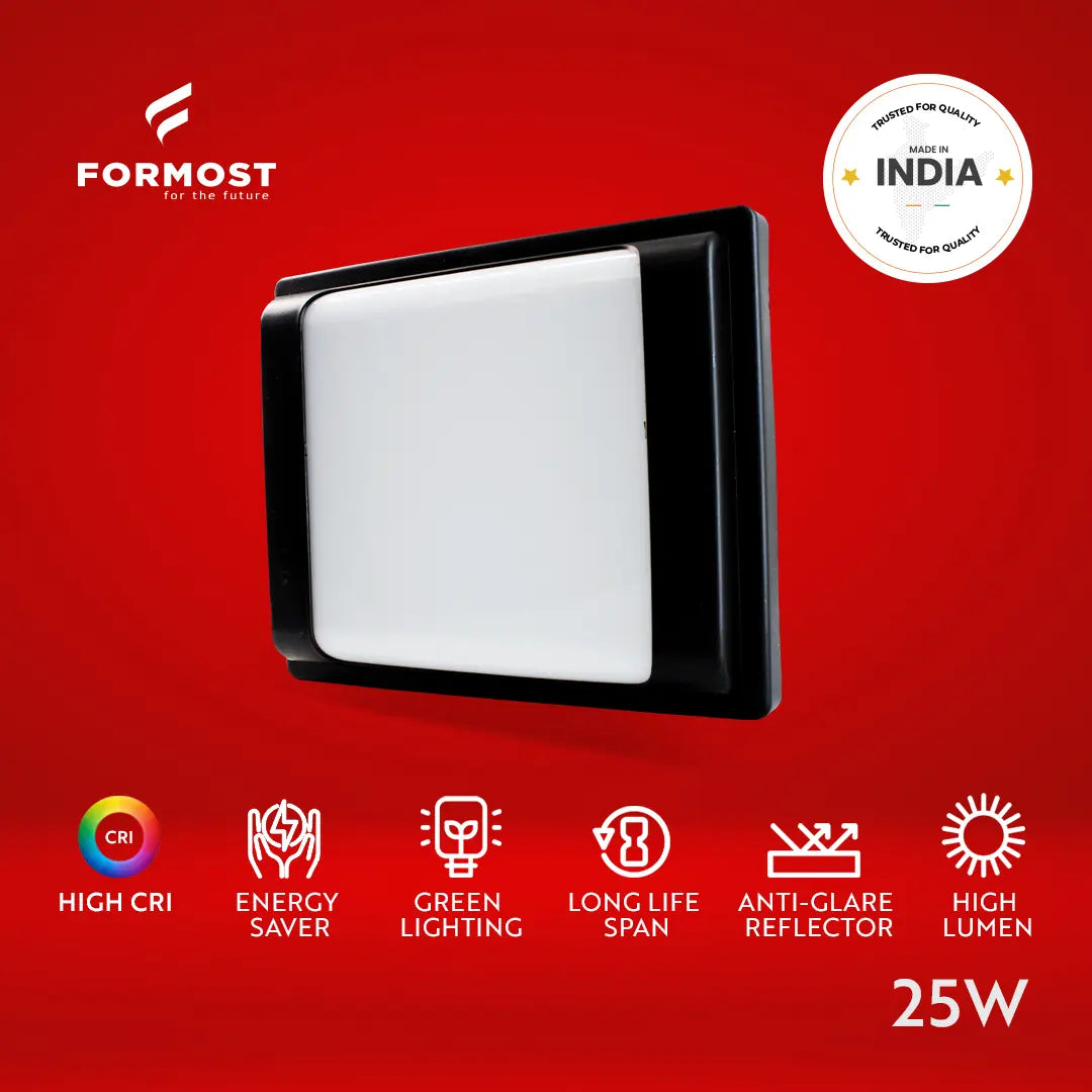 Formost LED light bulb on a red background with brand logo and product features.