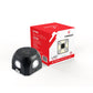Black LED light fixture next to its red Formost branded packaging on a white background