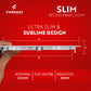 Formost ultra slim recess panel light on a red background with dimensions.