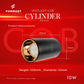 Formost COB Cylinder round light bulb with measurements on a red background