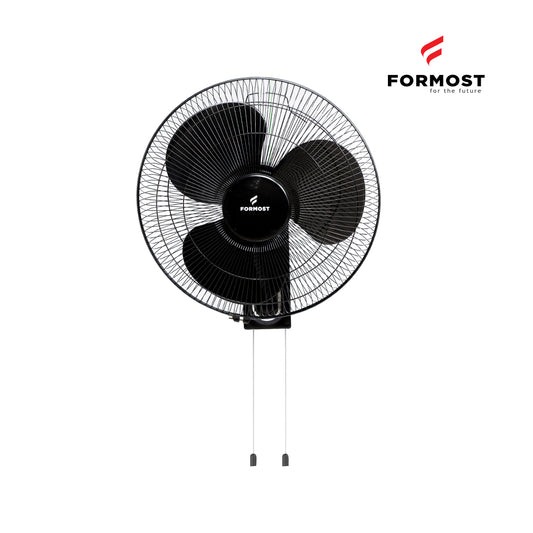 Black wall-mounted fan with Formost logo on a white background