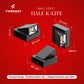 Formost Half K-Lite wall light with dimensions on a red background