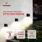 Outdoor wall lights with Formost branding and product features on a white wall.