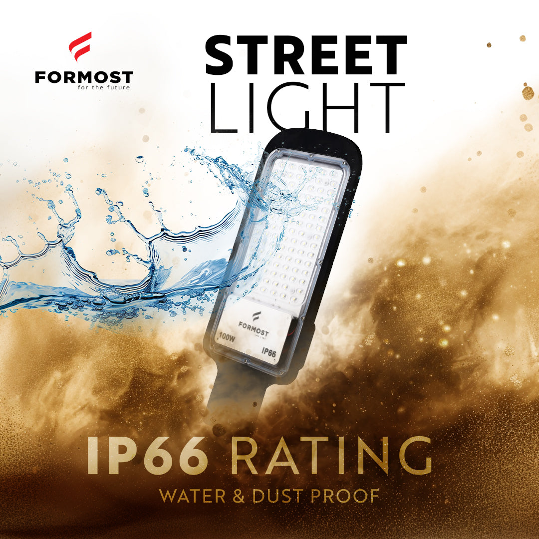 Street light with water and dust proof features, Formost brand visible