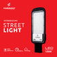 Formost LED street light on a red background with product details.