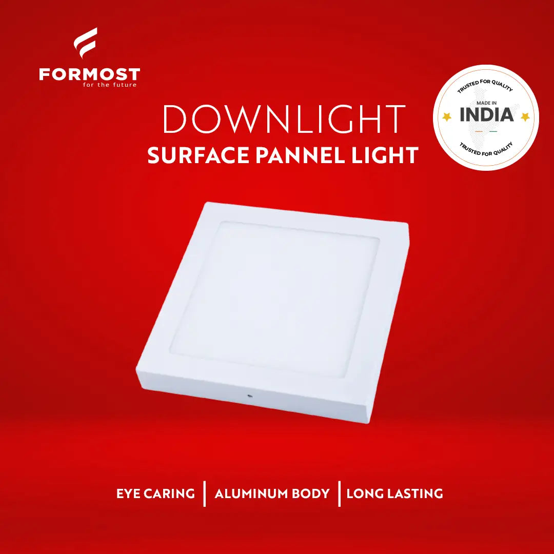Formost downlight surface panel light on a red background